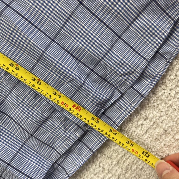 Hugo Boss Dress Shirt Mens 16 1/2 Button Down Preppy Slim Baby Blue Gingham - Picture 7 of 11